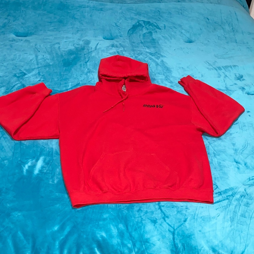 Red Hoodie with Deja Vu Logo